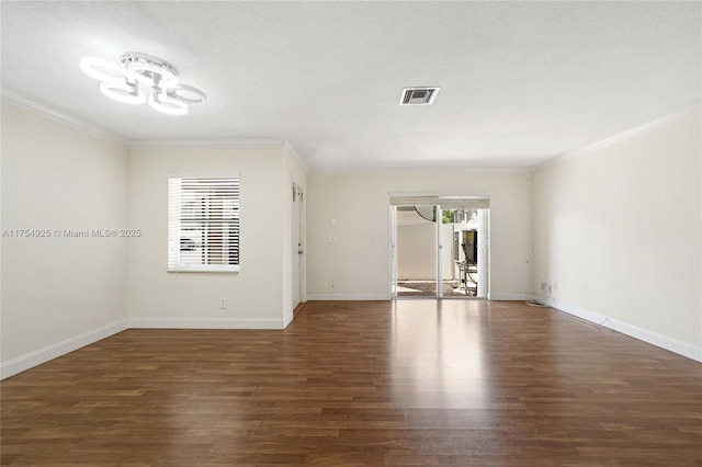 12611 SW 54th Ct Unit 12611, Miramar, FL 33027 - spare room with crown molding, wood finished floors, a chandelier, and a textured ceiling