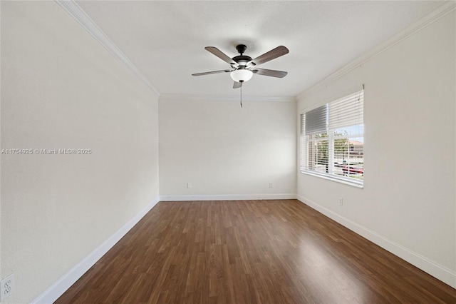 12611 SW 54th Ct Unit 12611, Miramar, FL 33027 - empty room featuring ornamental molding, wood finished floors, and a ceiling fan