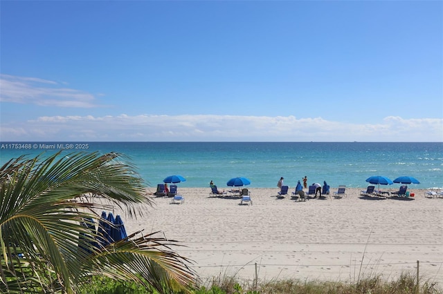 view of water feature featuring a view of the beach