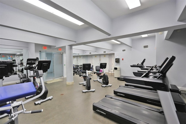 exercise room with visible vents