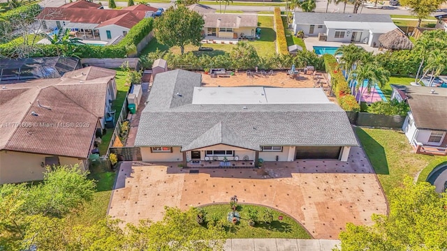 drone / aerial view with a residential view