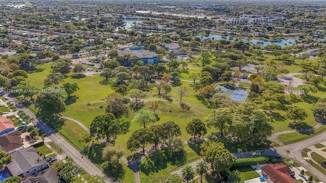 bird's eye view with a water view and a residential view