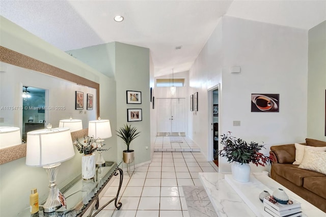 interior space featuring light tile patterned flooring