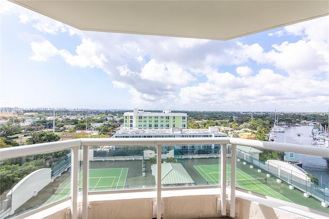 balcony with a water view