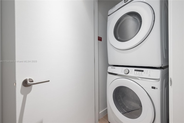 500 Alton Unit 3304, Miami Beach, FL 33139 - washroom featuring estacked washer and dryer