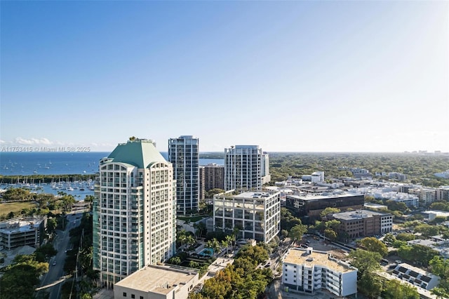 property's view of city with a water view