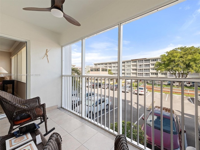 balcony with ceiling fan