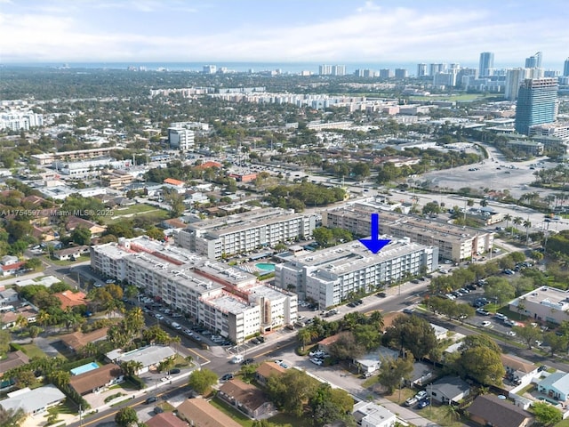 drone / aerial view with a city view