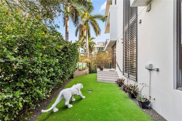 view of yard featuring fence