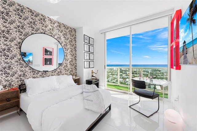 bedroom with expansive windows