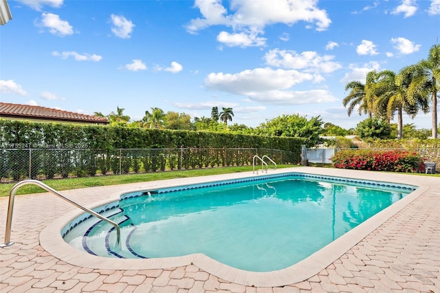 view of pool featuring a fenced backyard and a fenced in pool