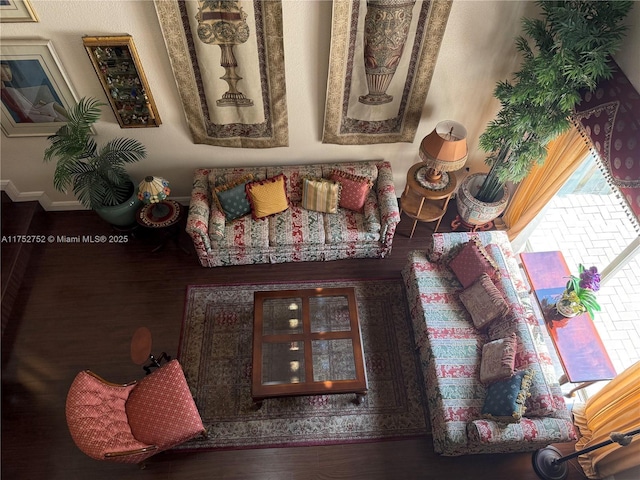 living area with wood finished floors