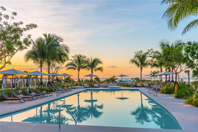 pool with a patio area