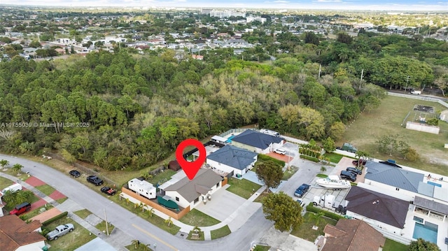 bird's eye view with a residential view