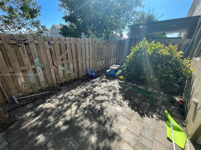 view of patio with a fenced backyard