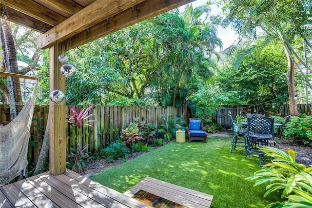 view of yard featuring a fenced backyard