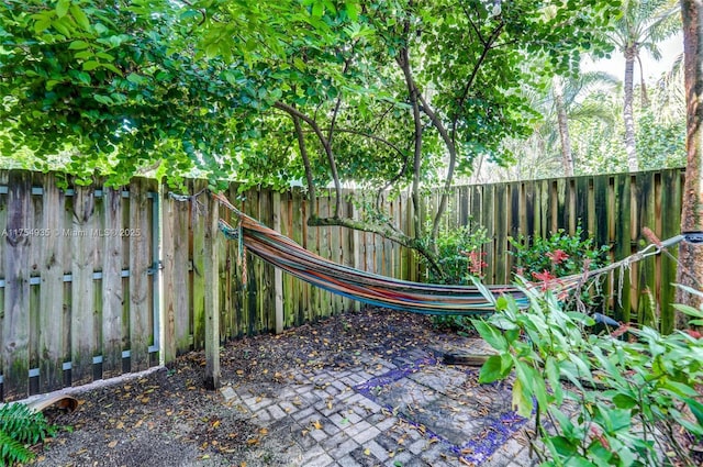 view of yard featuring a fenced backyard