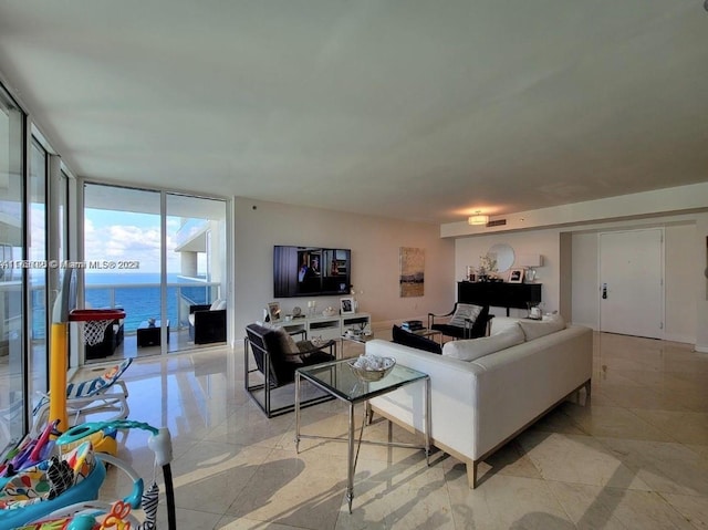 living room featuring expansive windows