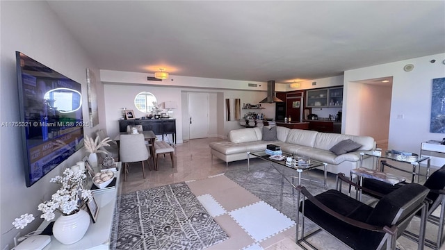 1800 S Ocean Dr Unit 1510, Hallandale Beach, FL 33009 - living area with marble finish flooring and bar area