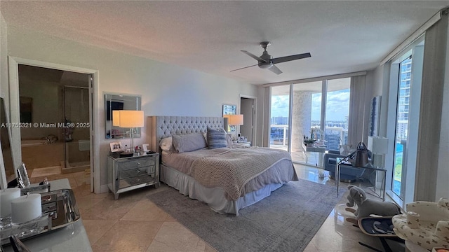 1800 S Ocean Dr Unit 1510, Hallandale Beach, FL 33009 - bedroom with expansive windows, access to outside, multiple windows, and ceiling fan