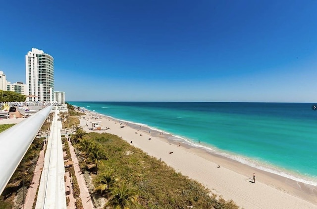 property view of water featuring a view of the beach