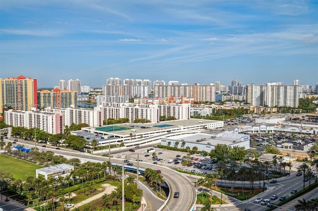 birds eye view of property featuring a city view