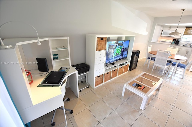 office space featuring light tile patterned flooring