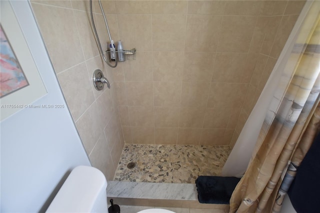 bathroom with a shower stall