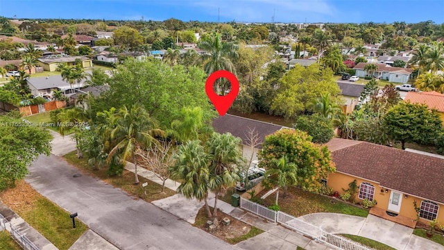 drone / aerial view with a residential view