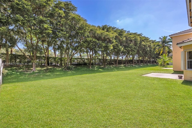 view of yard with a patio area and fence