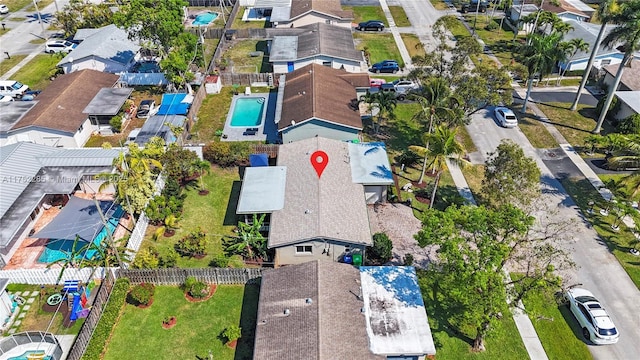 aerial view featuring a residential view