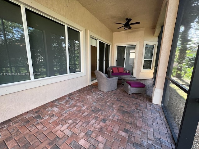 view of patio with a ceiling fan