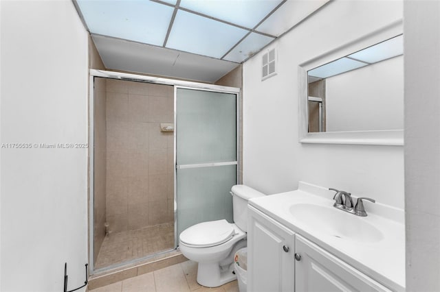 13190 SW 10th Terrace Dr Unit 13190, Miami, FL 33184 - full bathroom with a stall shower, toilet, vanity, and tile patterned flooring