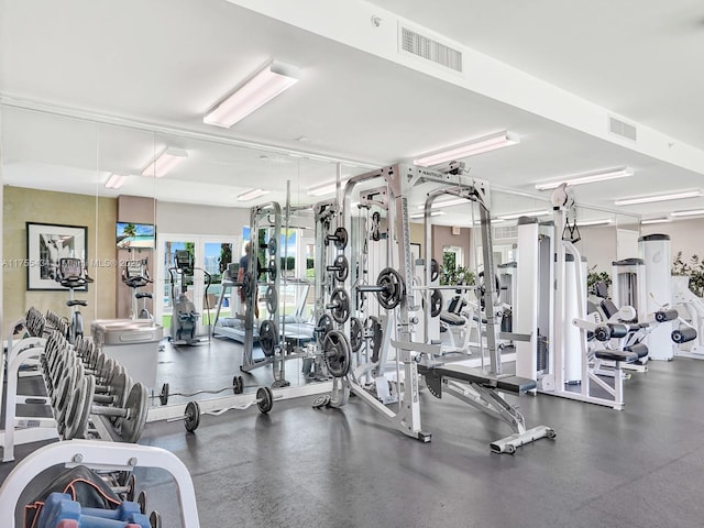 exercise room with visible vents