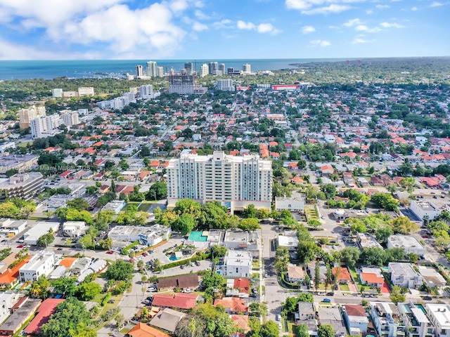 aerial view with a view of city and a water view