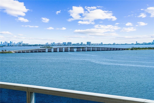 view of water feature featuring a city view