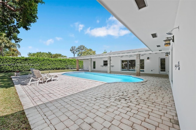 view of pool with a patio area and a fenced in pool