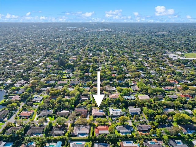 drone / aerial view with a residential view