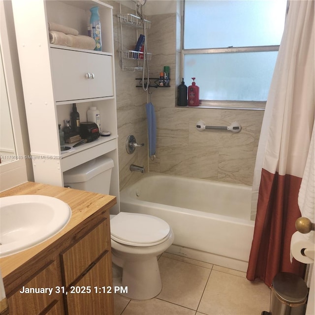 10004 Twin Lakes Dr Unit 36-F, Coral Springs, FL 33071 - bathroom featuring shower / bath combo, tile patterned flooring, vanity, and toilet