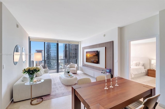 living area featuring expansive windows