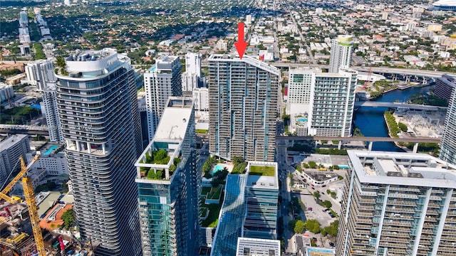 88 SW 7th St Unit 3003, Miami, FL 33130 - aerial view featuring a city view and a water view