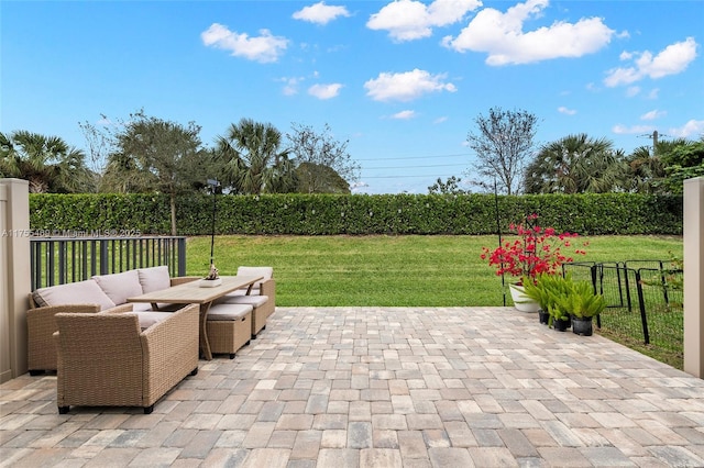 view of patio / terrace with an outdoor hangout area