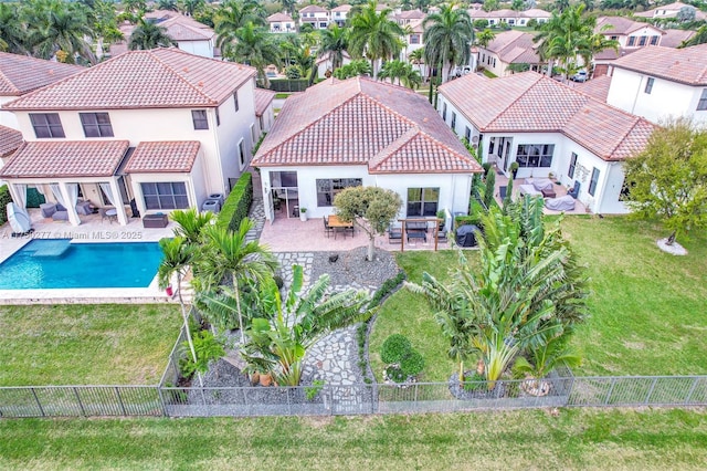 drone / aerial view with a residential view