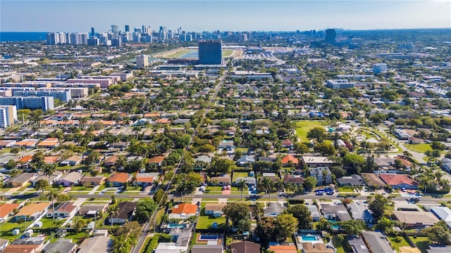 birds eye view of property with a city view