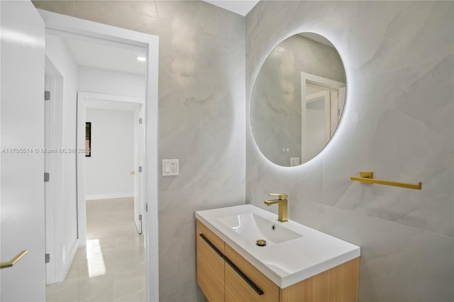 5280 SW 90th Ave, Cooper City, FL 33328 - bathroom with vanity and tile walls