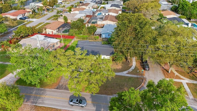 birds eye view of property with a residential view