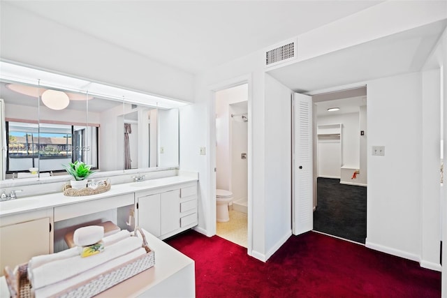 16408 Bridge End Rd, Miami Lakes, FL 33014 - full bath featuring toilet, baseboards, a sink, visible vents, and double vanity