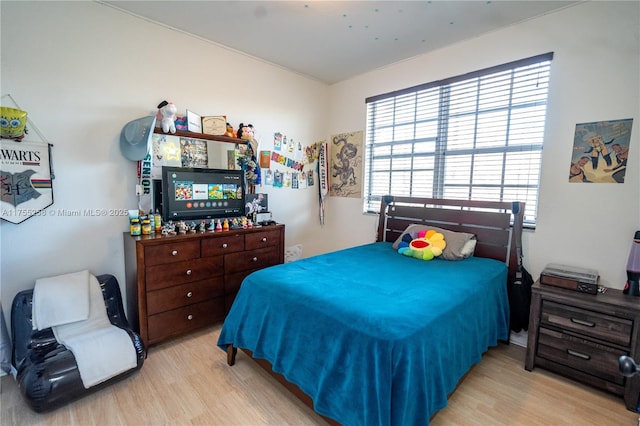 bedroom featuring light wood-type flooring