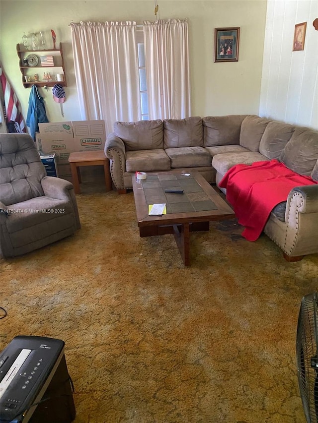 living area with carpet floors