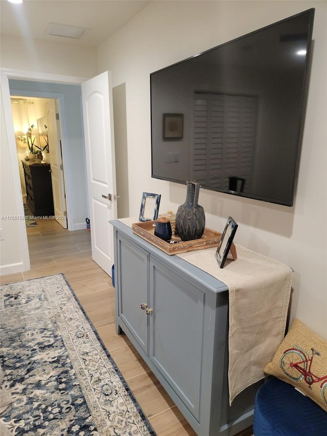 interior space with wood tiled floor